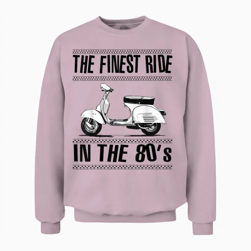 Finest Ride in the 80s Ska Reggae Mod Scooter Bicolore Unisex Sweatshirt in Light Pink