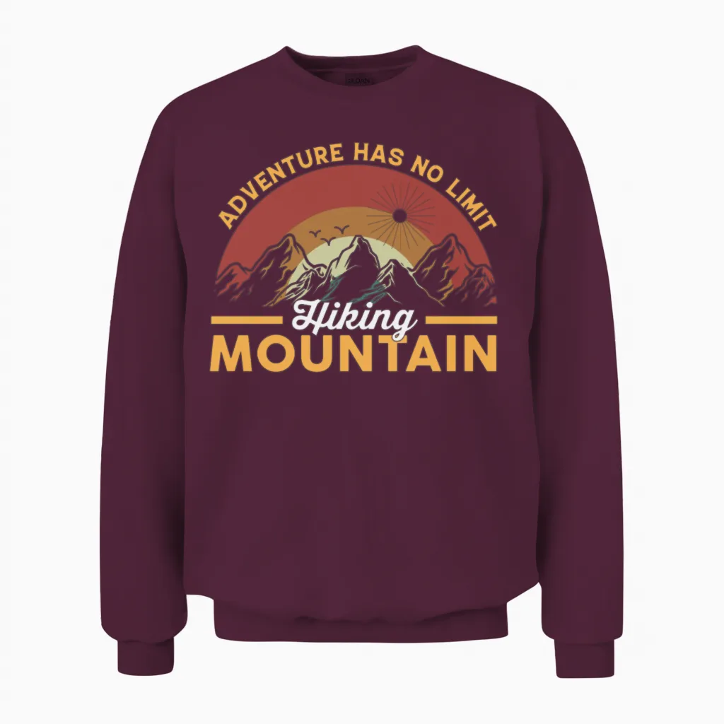 Adventure Has No Limit Hiking Mountains Unisex Sweatshirt in Maroon