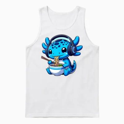 Gamer Axolotl Ramen Video Games Headphones Anime Boys Unisex Tank Top - White