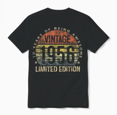 Vintage 1956 Limited Edition 70-Year-Old 70th Birthday Unisex T-Shirt - Black