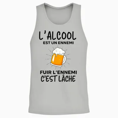 Alcohol Is an Enemy Fleeing the Enemy It's Loose Funny Beer Unisex Tank Top - Ash
