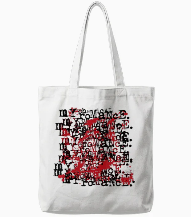 My Chemical Romance T-Shirt Mit Revenge Logo on Repeat - Damen, Weiß, S, Kurzarm, Klassisch, Unisex-Erwachsene, Polyester 100% Tote Bags in White