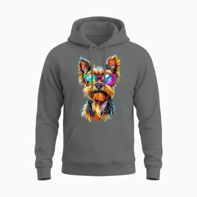 Yorkshire Terrier Sunglasses Dogs Lovers Yorkie T-Shirt, Black, S Unisex Hoodie - Graphite Heather