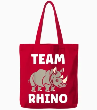 Funny Rhinoceros Minimalist Cute Simple I Love Team Rhino Tote Bags - Red