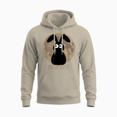 Out of Office with a Sweet Easter Bunny Before the Moon T-Shirt, Black Unisex Hoodie - Sand