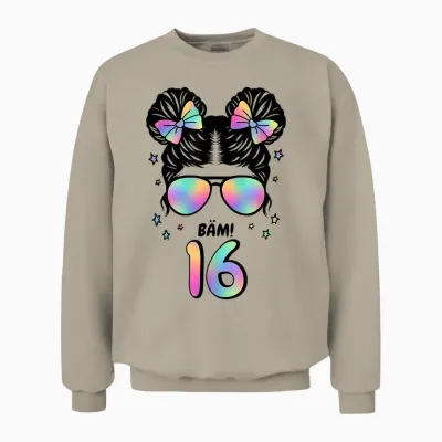 16. Geburtstag Mädchen Messy Bun Bäm! 16 Unisex Sweatshirt - Sand
