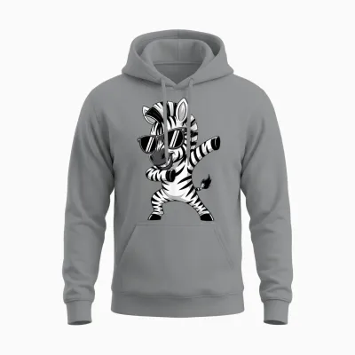 Cute Dabbing Zebra Clothes Kids Toddler Boys Animal Print Unisex Hoodie - Sport Grey