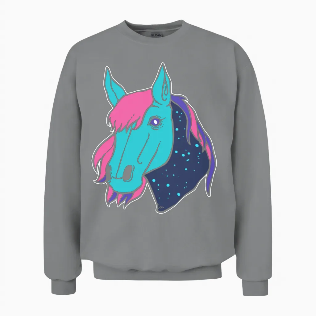 Galactic Horse Horse Wrangler Gift Unisex Sweatshirt in Sport Grey