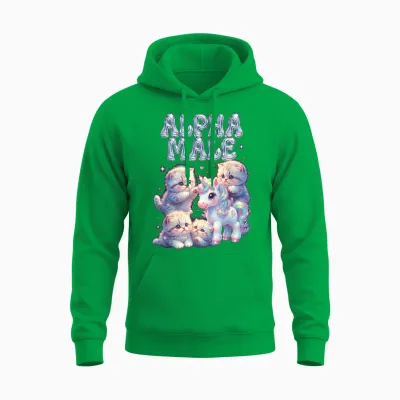 Unicorn Alpha Cat Male Unisex Hoodie - Irish Green