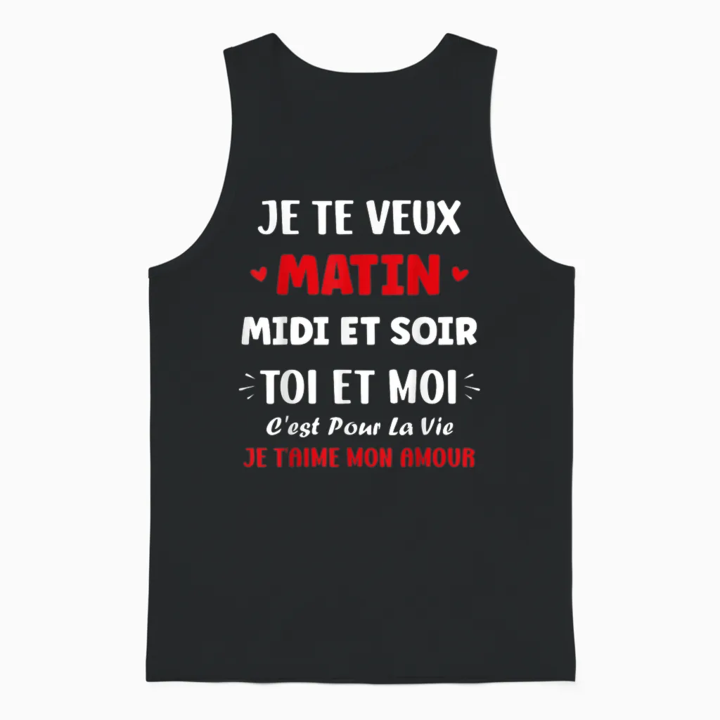 Couple You Is the Love of My Life I Love You My Love Unisex Tank Top in Black