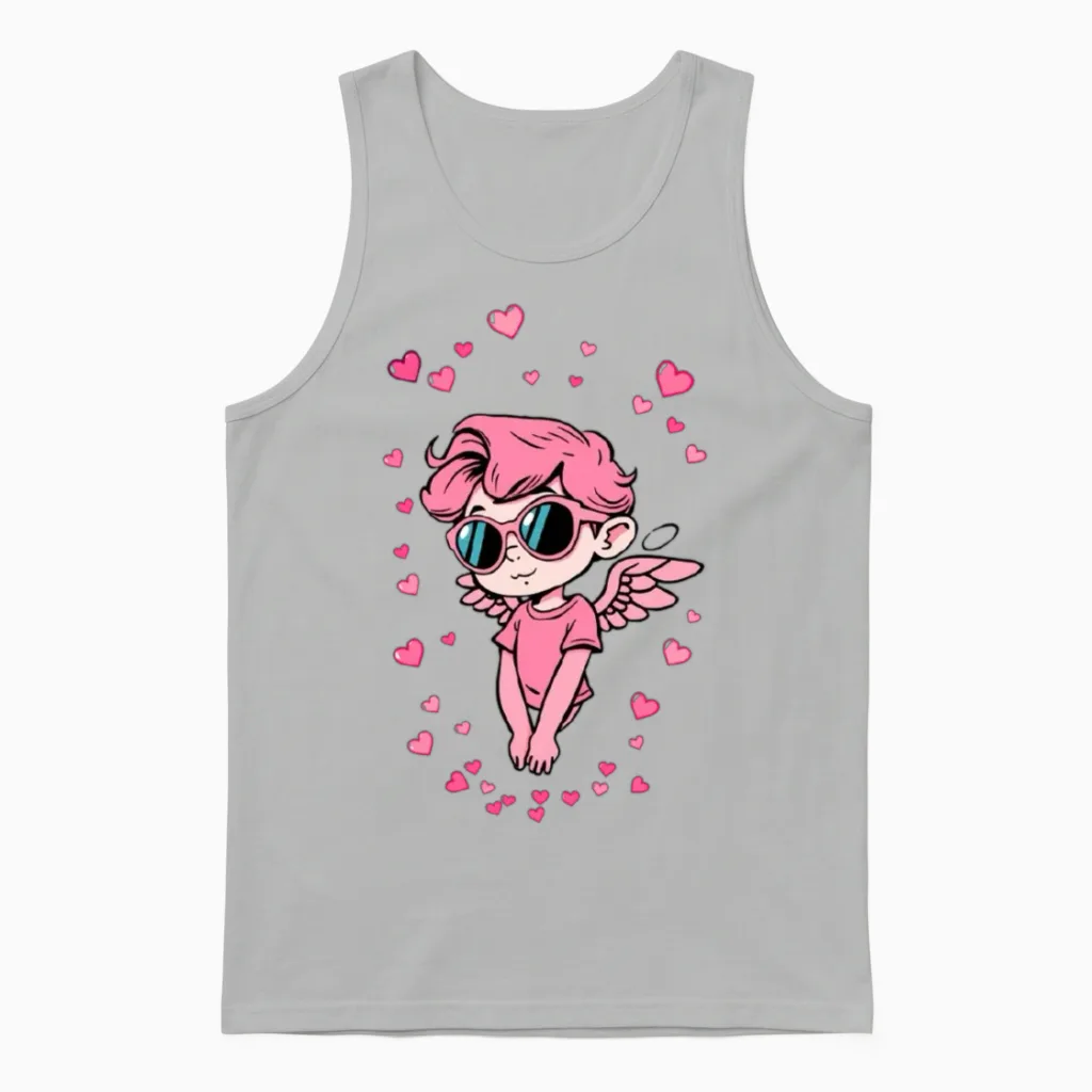 Retro Cupid Unisex Tank Top in Ash