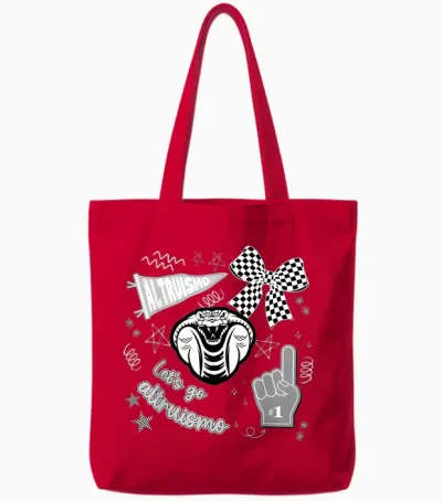 Let's Go Altruismo Retro Cheering School Spirit Tote Bags - Red