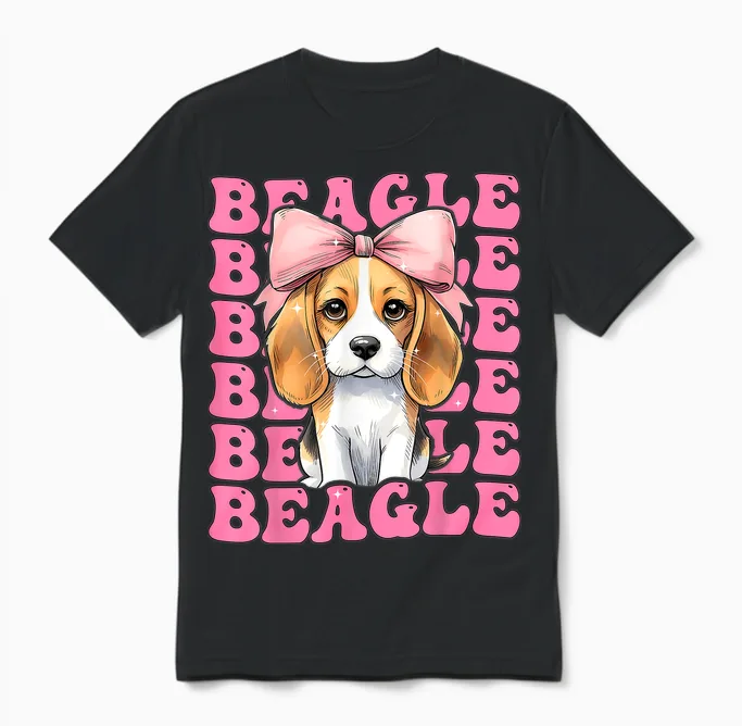 Coquette Bow Beagle Fille Chien Maman Fête Des Mères Rose Unisex T-Shirt in Black