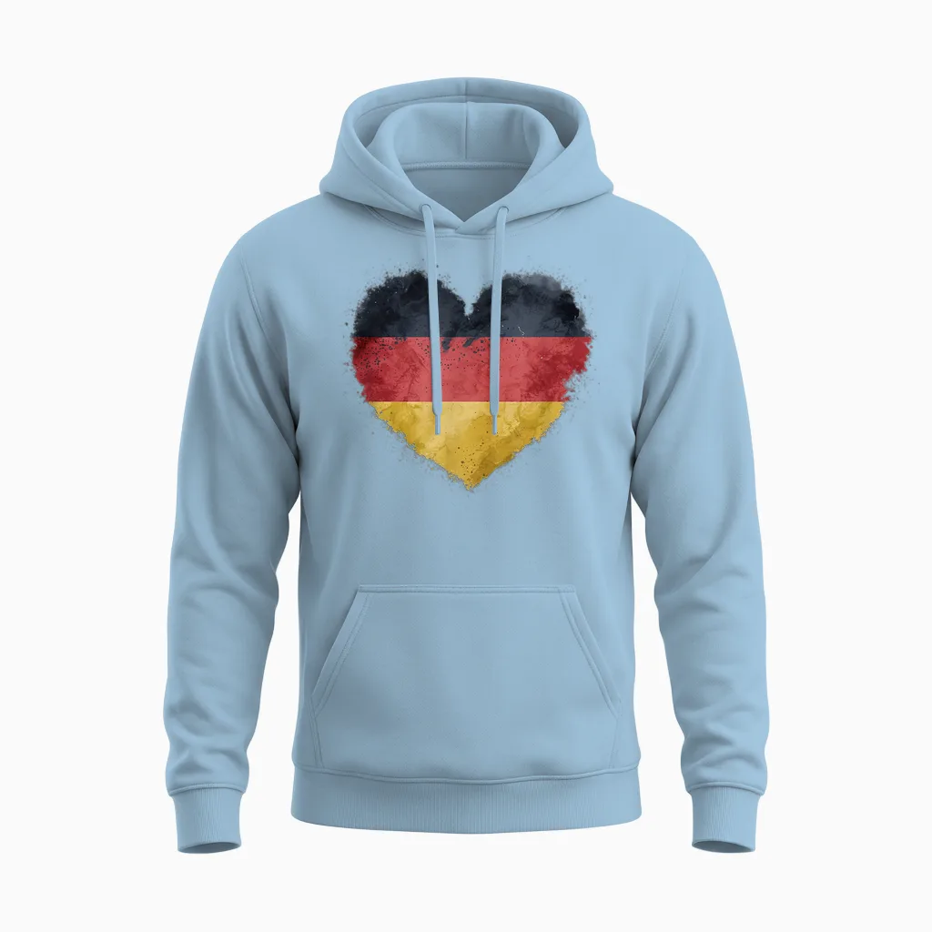 Leuchtendes Herz, Deutsche Flagge, Farben, Deutschland-Fan Unisex Hoodie in Light Blue