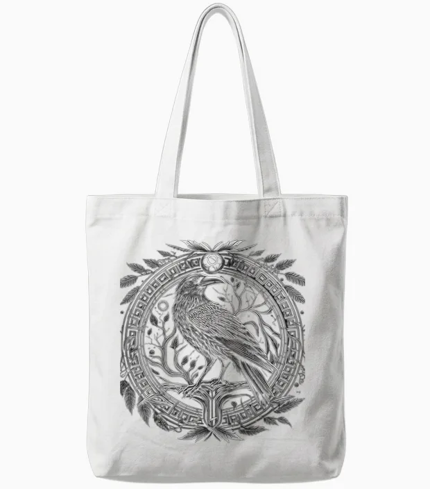Odins Rabe Wikinger Nordische Runen Viking Mythologie Tote Bags in White