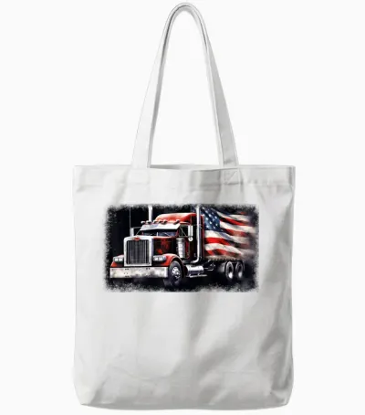 Us American Flag Semi Truck Driver Trucker Tote Bags - White