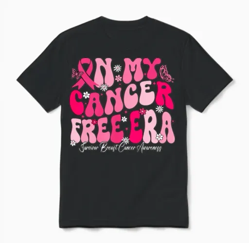In My Cancer Free Era Survivor Breast Cancer Unisex T-Shirt in Black