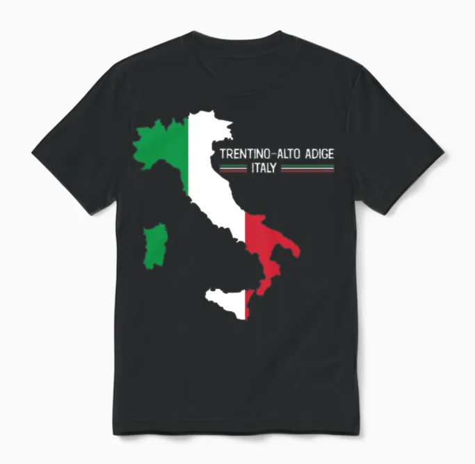 Trentino Alto Adige Italy Map Region Italy Unisex T-Shirt in Black