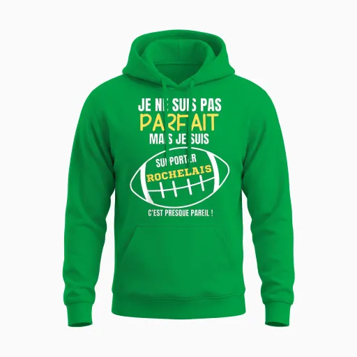 Supporter Rochelais, Almost Perfect - Humor Rugby T-Shirt, Black, S Unisex Hoodie - Irish Green
