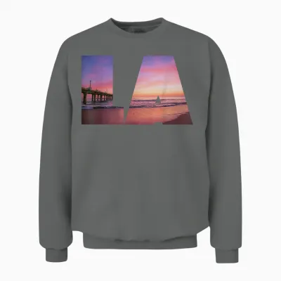 Los Angeles La Sunset Beach Santa Monica Polices Chemise Unisex Sweatshirt - Graphite Heather