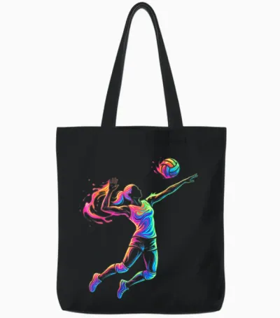 Joueur De Volleyball Femme Enfant Et Fille Tote Bags - Black