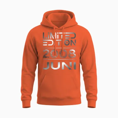 Limited Edition Juni 2008 Junge Mädchen 18. Geburtstag Unisex Hoodie - Orange