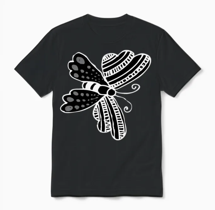 Butterfly Funny Unisex T-Shirt in Black
