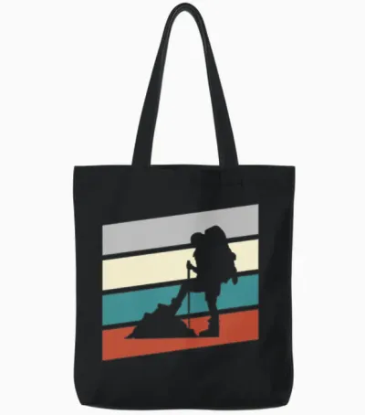 Hiking Retro Tote Bags - Black