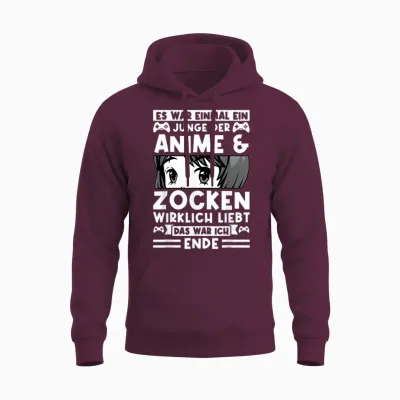 Ein Junge Der Anime & Zocken Liebt Anime Zocken Unisex Hoodie - Maroon
