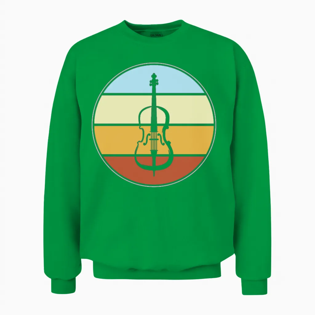 Violin Retro Unisex Sweatshirt in Irish Green