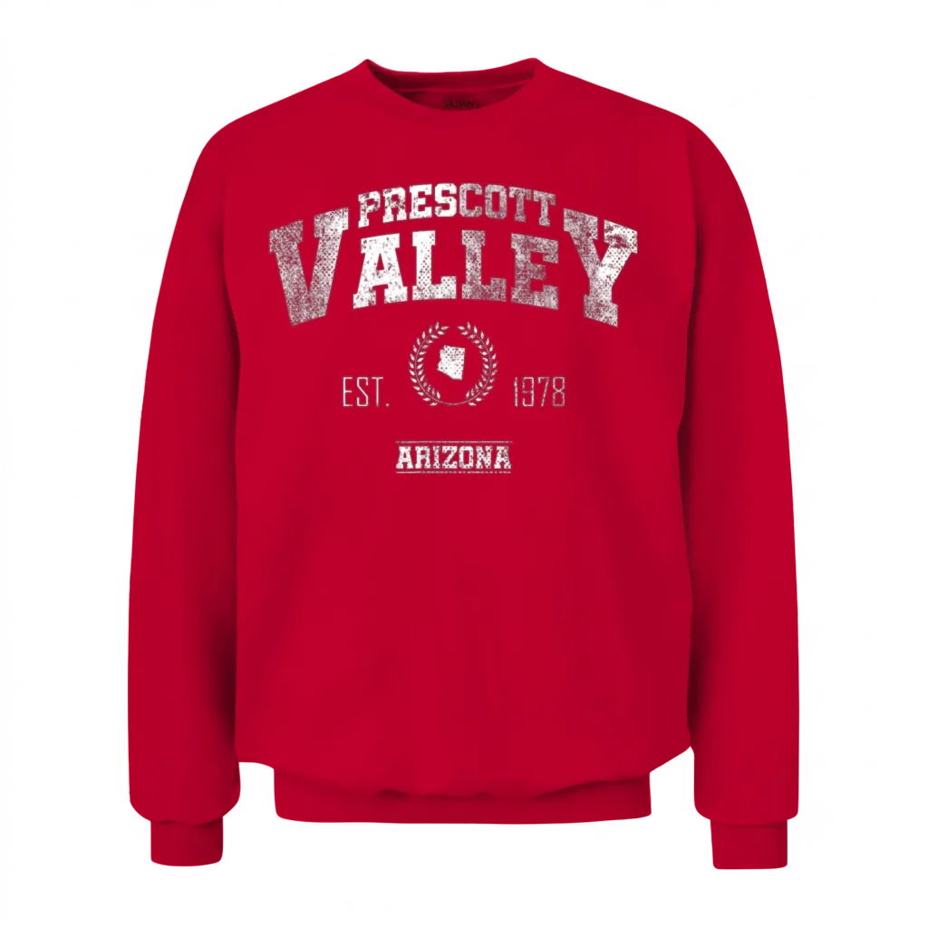 Prescott Valley Arizona Vintage Throwback Unisex Sweatshirt - Red