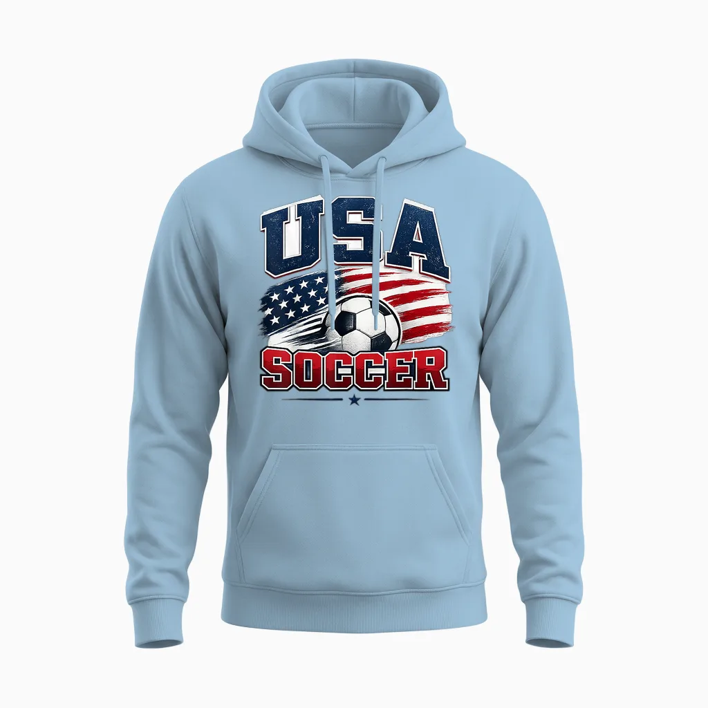 Soccer Football- World Cup 2026 Usa Unisex Hoodie in Light Blue
