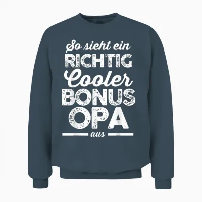 Men's T-Shirt with German Text "ein Richtig Cool Bonus Grandpa Bonus Grandpa Family, Black, S Unisex Sweatshirt - Dark Heather
