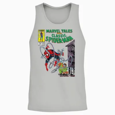 Marvel Spider-Man Vs. Doctor Octopus Retro Comic T-Shirt, Grey, S Unisex Tank Top - Ash