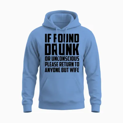Drunk Husband Wife Funny Unisex Hoodie - Carolina Blue
