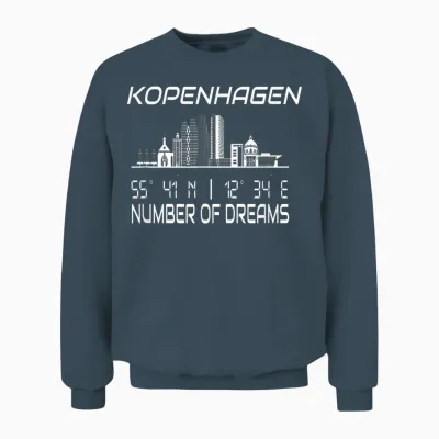 Skyline Kopenhagen Koordinaten Silhouette Stadtbild Dänemark Unisex Sweatshirt - Dark Heather
