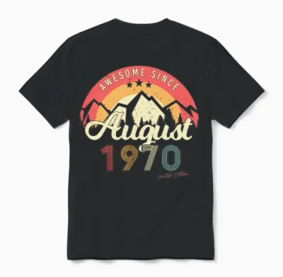 1970 August Retro Unisex T-Shirt - Black