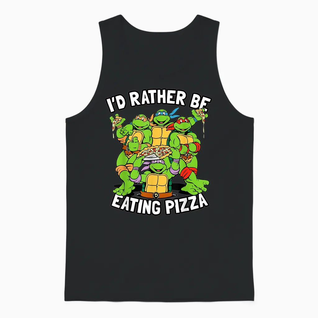 I'd Rather Be Eating Pizza Tmnt Unisex Tank Top in Black