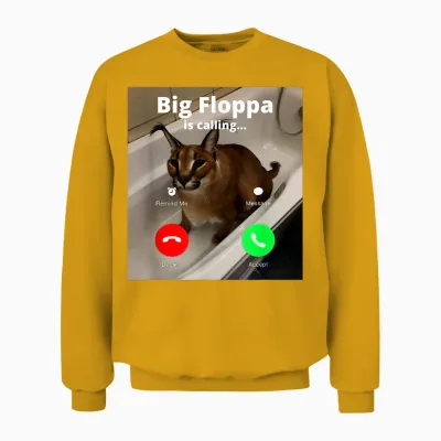 Lustiger Big Floppa Mein Geliebter Big Floppa Ruft Meme Cat Unisex Sweatshirt - Gold