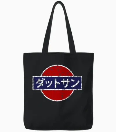 Datsun Vintage Japanese Car Tote Bags - Black