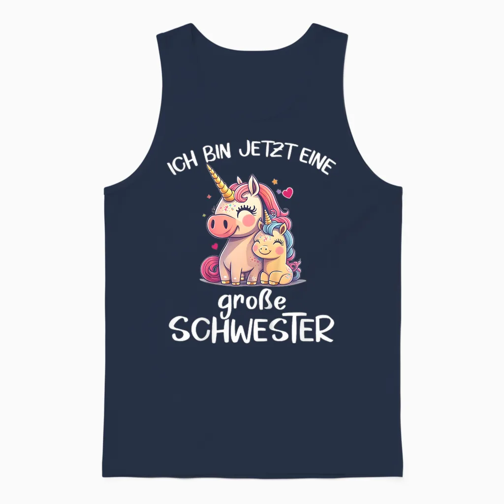 Ich Bin Jetzt Eine Große Schwester Unicorn Sun Girls' Unisex Tank Top in Navy
