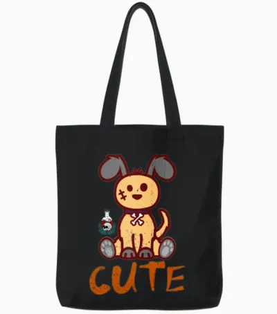 Cute but Creepy Funny Tote Bags - Black