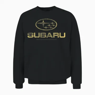 Subaru Distressed Star Logo in Yellow Car Company Unisex Sweatshirt - Black