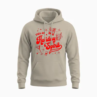 Full of Holiday Spirit Christmas Drinking Retro Cocktails Unisex Hoodie - Sand