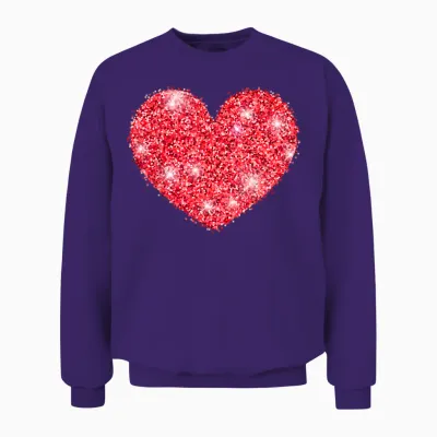 Red Heart Valentine's Day Design Love for Men and Women Unisex Sweatshirt - Purple