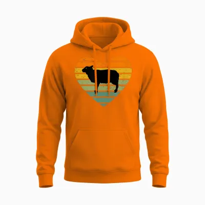 Ich Liebe Schafe Retro Herz Bauernhof Schäfer Lamm Schäfchen Unisex Hoodie - Safety Orange