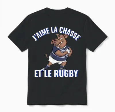 Boar Rugby Player for Hunting Lovers and Rugby T-Shirt, Black, S Unisex T-Shirt - Black
