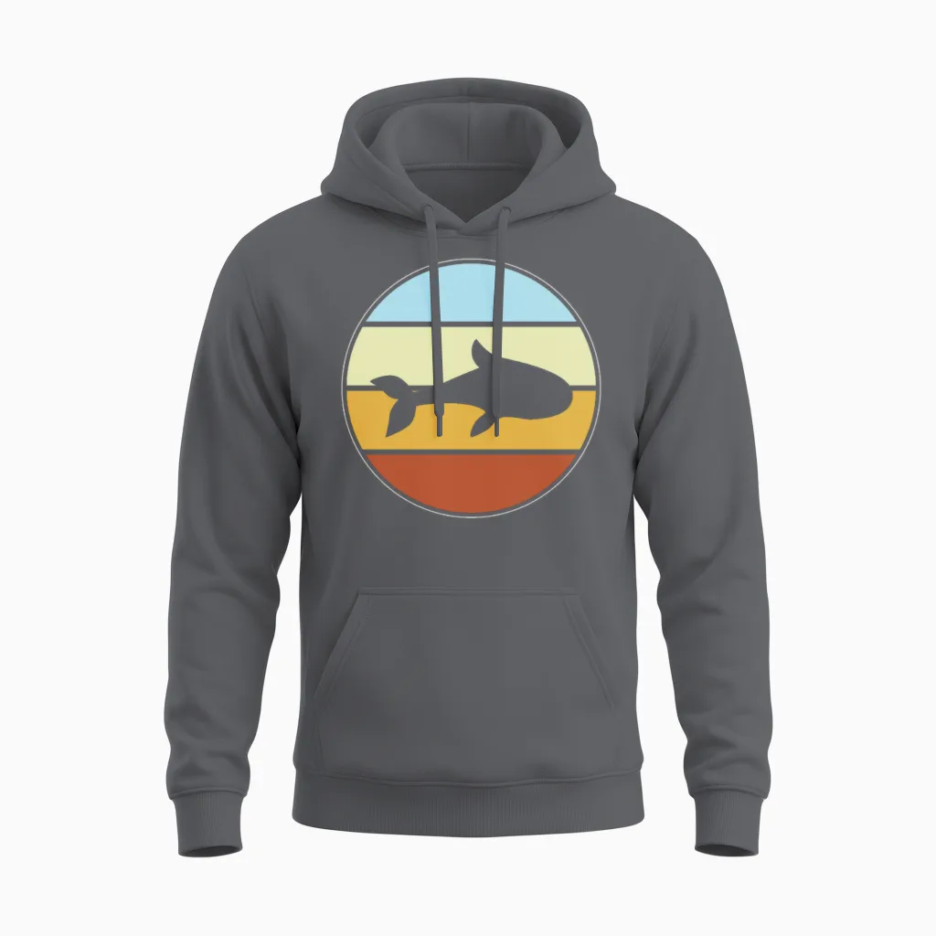Fish Retro Unisex Hoodie in Charcoal