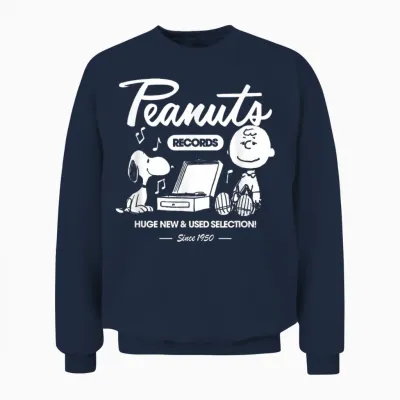 Peanuts - Snoopy Charlie Brown Record Unisex Sweatshirt - Navy