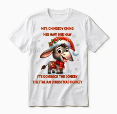 Funny Christmas Italian Christmas Donkey Dominick the Donkey Unisex T-Shirt - White